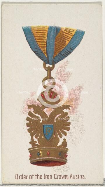 Order of the Iron Crown, Austria, from the World's Decorations series (N30) for Allen & Gi..., 1890. Creator: Allen & Ginter.