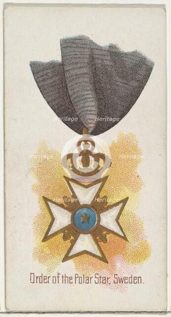 Order of the Polar Star, Sweden, from the World's Decorations series (N30) for Allen & Gin..., 1890. Creator: Allen & Ginter.
