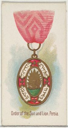 Order of the Sun and Lion, Persia, from the World's Decorations series (N30) for Allen & G..., 1890. Creator: Allen & Ginter