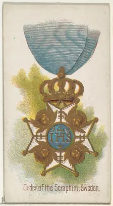 Order of the Seraphim, Sweden, from the World's Decorations series (N30) for Allen & Ginte..., 1890. Creator: Allen & Ginter
