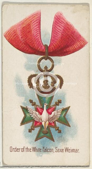 Order of the White Falcon, Saxe Weimar, from the World's Decorations series (N30) for Alle..., 1890. Creator: Allen & Ginter.