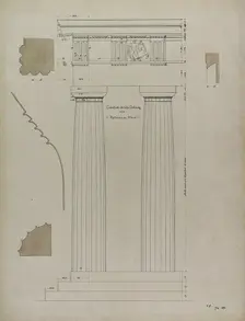 Orders of Architecture, Greek Doric Order from the Parthenon, Elevation, March 28, 1870. Creator: Carl J Furst