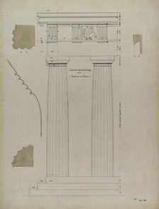 Orders of Architecture, Greek Doric Order from the Parthenon, Elevation, March 28, 1870. Creator: Carl J Furst