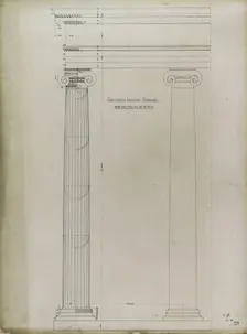 Orders of Architecture, Greek Ionic Order from the Temple of Minerva Polias, Elevation, 1870. Creator: Carl J Furst