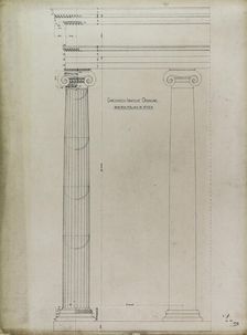 Orders of Architecture, Greek Ionic Order from the Temple of Minerva Polias, Elevation, 1870. Creator: Carl J Furst