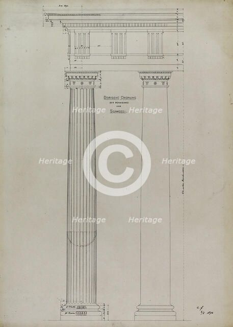 Orders of Architecture, Renaissance Doric Order from Vincenzo Scamozzi, Elevation, June 5, 1870. Creator: Carl J Furst.