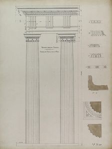 Orders of Architecture, Roman Doric Order from Baths of Diocletian, Rome, Elevation, April 1, 1870. Creator: Carl J Furst