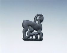 Ordos bronze plaque of she-goat and suckling kid, Eastern Zhou dynasty, China, 4th century BC. Creator: Unknown