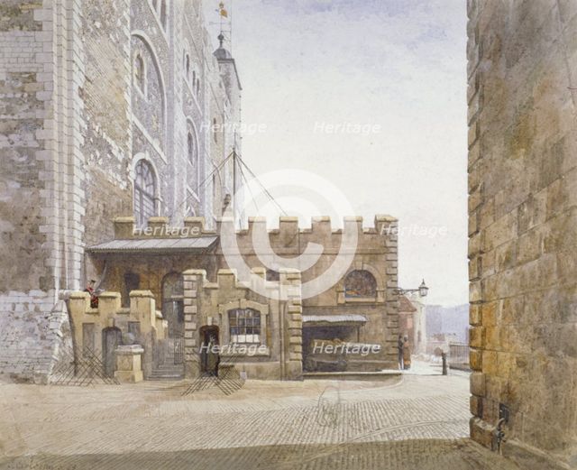 Ordnance Office at the bottom of the White Tower, Tower of London, Stepney, London, 1883. Artist: John Crowther