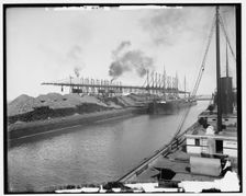 Ore at L.S. & M.S. Lake Shore and Michigan Southern Ry. docks, Ashtabula, Ohio, c1901. Creator: Unknown
