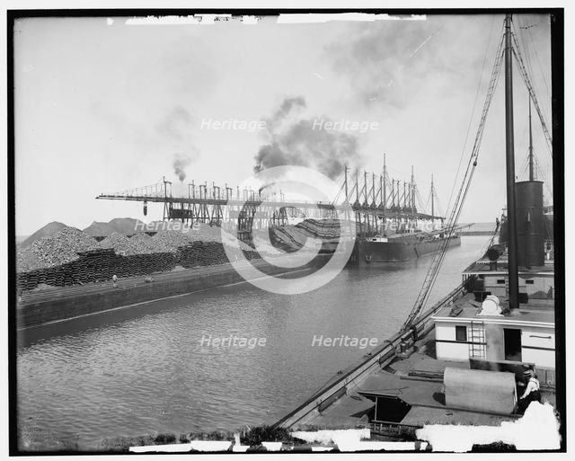 Ore at L.S. & M.S. Lake Shore and Michigan Southern Ry. docks, Ashtabula, Ohio, c1901. Creator: Unknown.