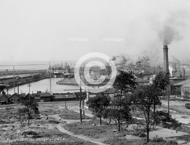 Ore dock and harbor, Cleveland, Ohio, c1901. Creator: Unknown.