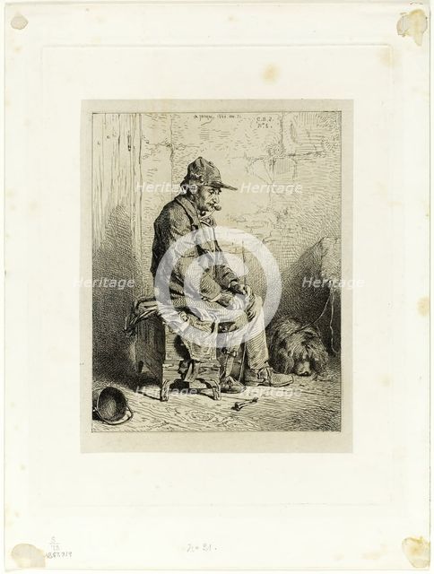 Organ Grinder, 1844. Creator: Charles Emile Jacque.