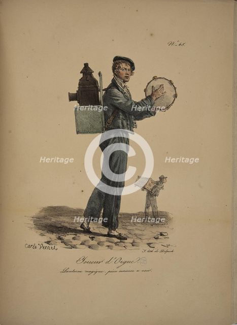 Organ player. From the Series "Cris de Paris" (The Cries of Paris), 1815. Creator: Vernet, Carle (1758-1836).