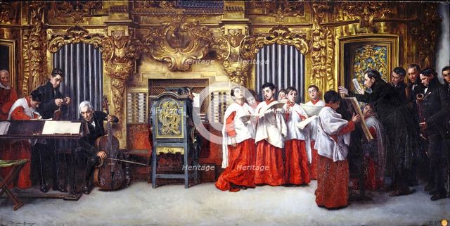 Organ rehearsal, 1880. Creator: Matias Moreno.