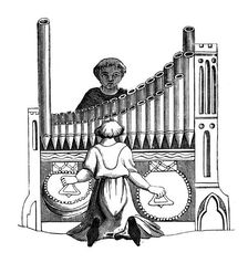 Organ with a single keyboard, 14th century, (1870)