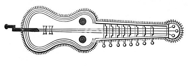 Organistrum, 9th century, (1870). Artist: Unknown