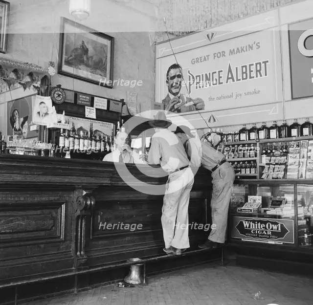 Original bar of "Helldorado", Crystal Palace Saloon, Tombstone, Arizona, 1938. Creator: Dorothea Lange.