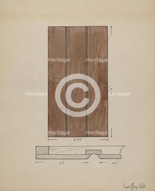 Original Inside Door to Sacristy, c. 1936. Creator: Geoffrey Holt.