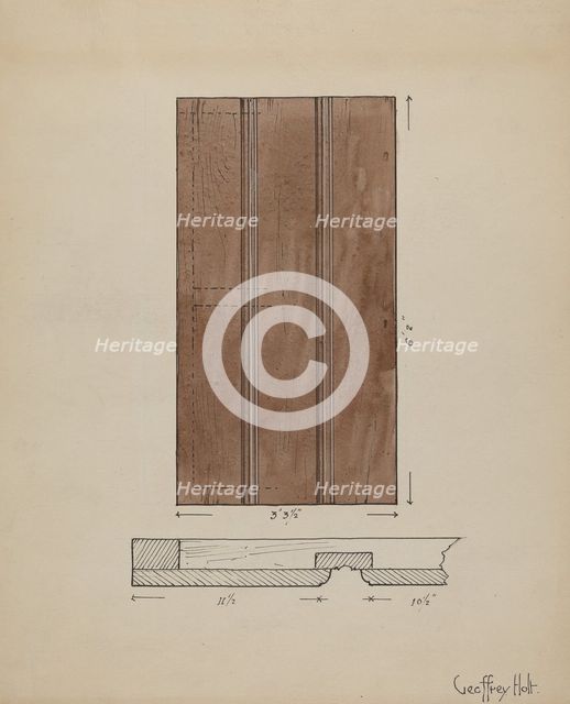 Original Inside Door to Sacristy, c. 1936. Creator: Geoffrey Holt.