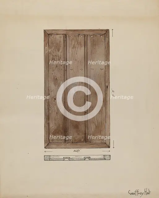 Original Outside Door to Sacristy, c. 1936. Creator: Geoffrey Holt.
