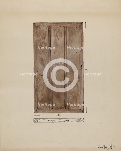 Original Outside Door to Sacristy, c. 1936. Creator: Geoffrey Holt.