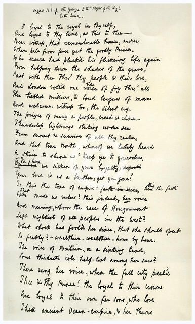 Original manuscript of the Epilogue to the Idylls of the King, c1872.Artist: Alfred Lord Tennyson