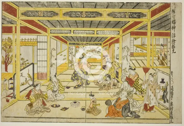 Original Perspective Picture of the Fashionable Seven Gods of Good Fortune (Furyu..., 1740s. Creator: Okumura Masanobu.