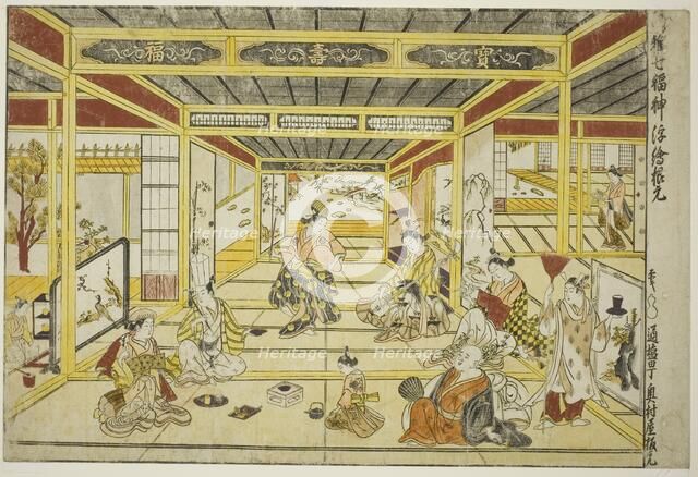 Original Perspective Picture of the Fashionable Seven Gods of Good Fortune (Furyu..., 1740s. Creator: Okumura Masanobu.