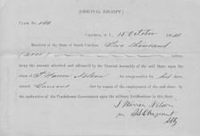 Original receipt for $2,000 compensation obtained by L. Warren Nelson; Columbia..., 1864-10-15. Creator: Unknown