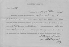 Original receipt for $2,000 compensation obtained by L. Warren Nelson; Columbia..., 1864-10-15. Creator: Unknown
