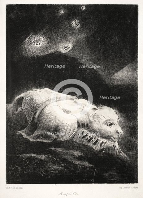 Origins: When Life Was Awakening in the Depths of Obscure Matter, 1883. Creator: Odilon Redon (French, 1840-1916); Lemercier & Cie..
