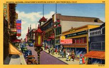 Oriental bazaars, Chinatown's shopping district, San Francisco, California, USA, 1947