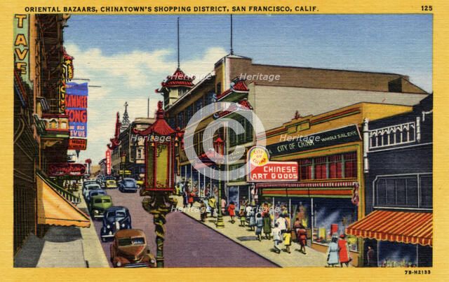 Oriental bazaars, Chinatown's shopping district, San Francisco, California, USA, 1947. Artist: Unknown