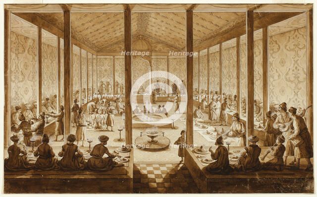 Oriental Banquet Scene, 1795/96. Creators: Jean-Baptiste Hilair, Jean-Baptiste Hilaire.