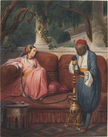 Oriental Woman with a Waterpipe, probably 1845. Creator: Master VCD