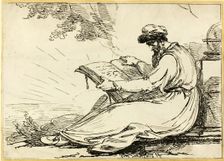 Oriental with a Beard, Reading a Book, 1803. Creator: Henry Singleton