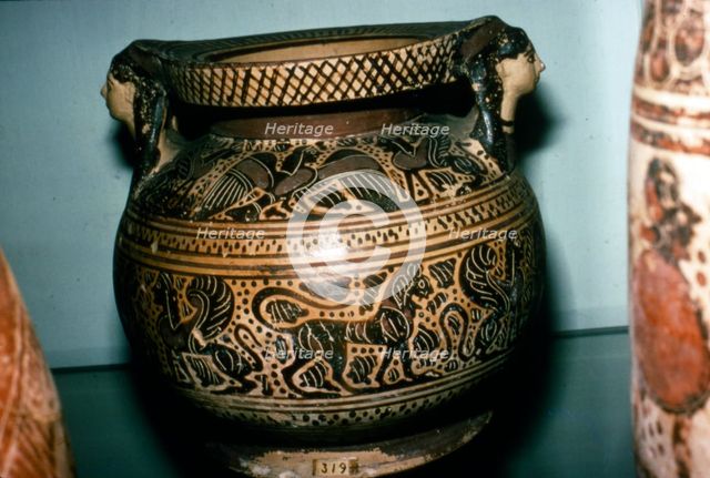 Orientalising Vase with Harpy, Sphinx and Lion, c6th century BC.