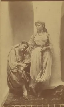 Orientalist studio portrait of two woman, about 1868. Creator: Unknown