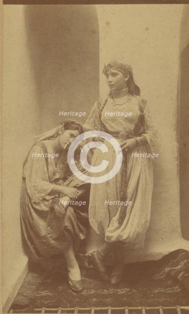 Orientalist studio portrait of two woman, about 1868. Creator: Unknown.
