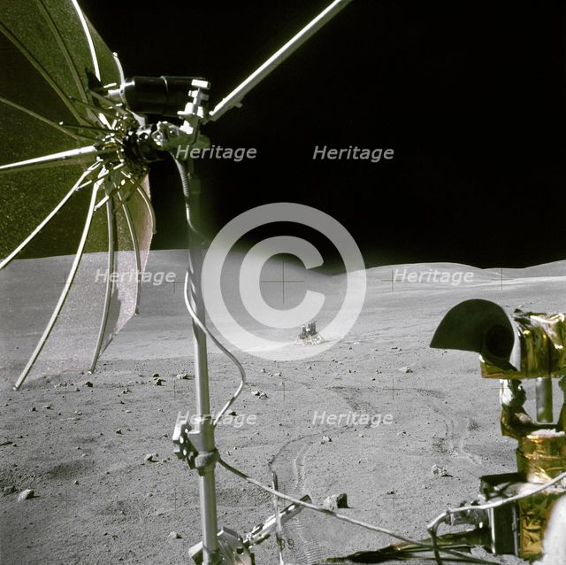 Orion seen from the Rover, lunar surface, 1972.  Creator: Charles Duke.