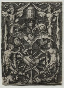 Ornament Design with a Bat in the Center, 1550. Creator: Heinrich Aldegrever (German, 1502-1555/61)