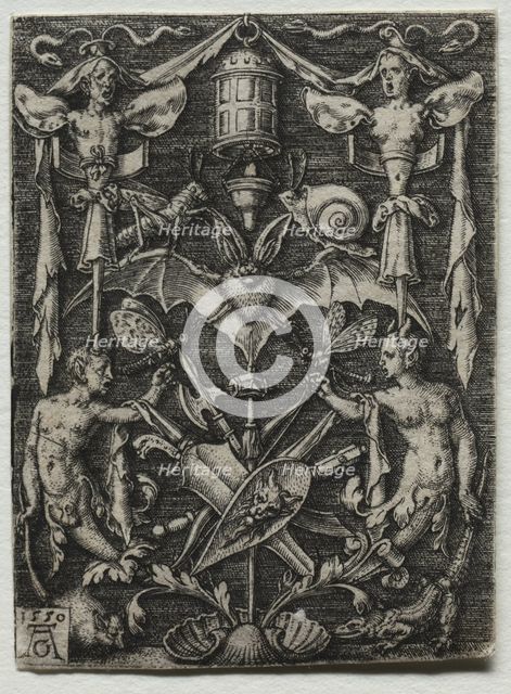 Ornament Design with a Bat in the Center, 1550. Creator: Heinrich Aldegrever (German, 1502-1555/61).