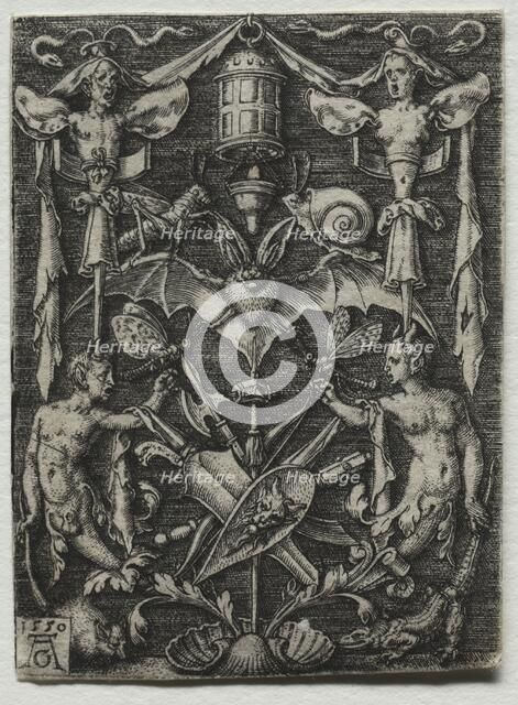 Ornament Design with a Bat in the Center, 1550. Creator: Heinrich Aldegrever (German, 1502-1555/61).