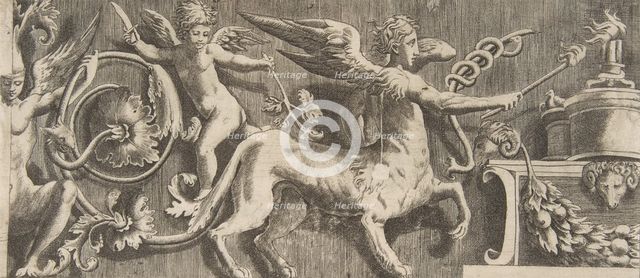 Ornament frieze with winged Centaur, 1531-76. Creator: Giulio Bonasone.