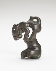 Ornament in the form of a feline-like animal on a foot-shaped stand, Han dynasty, 206 BCE-220 CE. Creator: Unknown