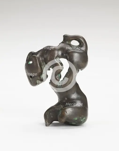 Ornament in the form of a feline-like animal on a foot-shaped stand, Han dynasty, 206 BCE-220 CE. Creator: Unknown.