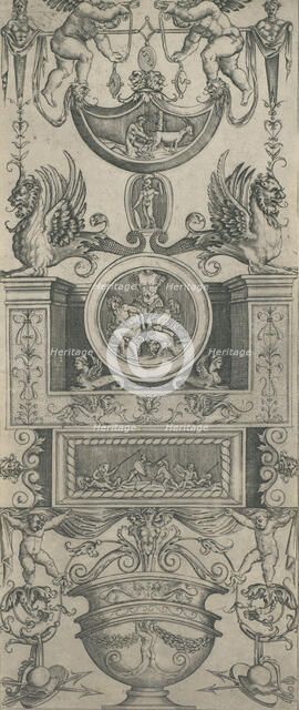 Ornament Panel, dated 1521. Creator: Attributed to Agostino Veneziano.