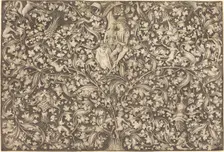 Ornament Panel with Two Lovers, c. 1490/1500. Creator: Israhel van Meckenem