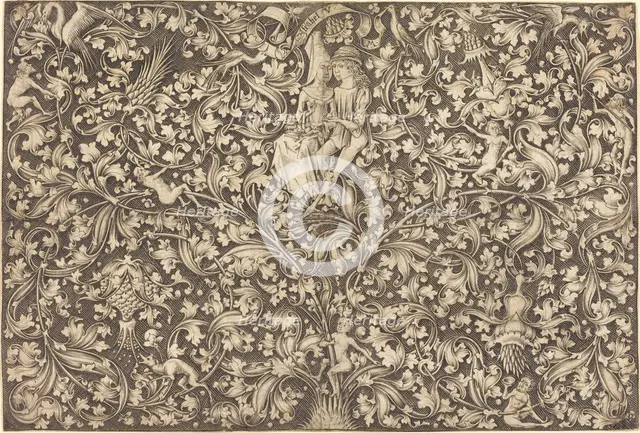 Ornament Panel with Two Lovers, c. 1490/1500. Creator: Israhel van Meckenem.